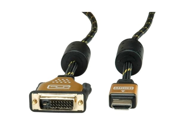 ROLINE 11.04.5894, 7,5 m, HDMI, DVI, Hankjønn, Hankjønn, Gull