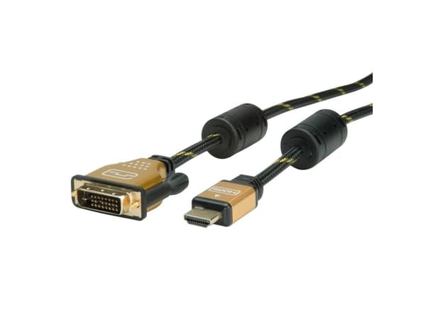 ROLINE 11.04.5894, 7,5 m, HDMI, DVI, Hankjønn, Hankjønn, Gull
