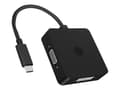 Miniatyrbild 1 av 5: ICY BOX IB-DK1104-C - Videokort - 24 pin USB-C hane till HD-15 (VGA), HDMI, DisplayPort, DVI-D hona - 15 cm - svart - stöd för 4K60 Hz (3840 x 2160)