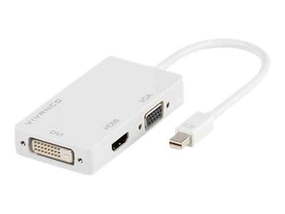 Vivanco - Video adapter - Mini DisplayPort hann til HD-15 (VGA), HDMI, DVI hunn - 10 cm - hvit