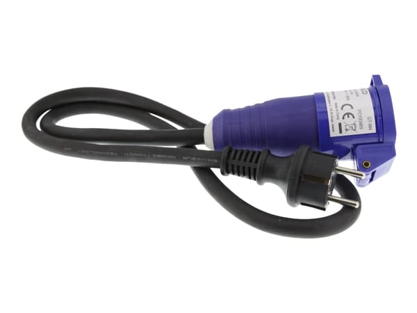DELTACO - Strömkabel - power CEE 7/7 (hane) till CEE 16/3 (hona) skyddslock - AC 250 V - 16 A - 1 m - utomhus - svart