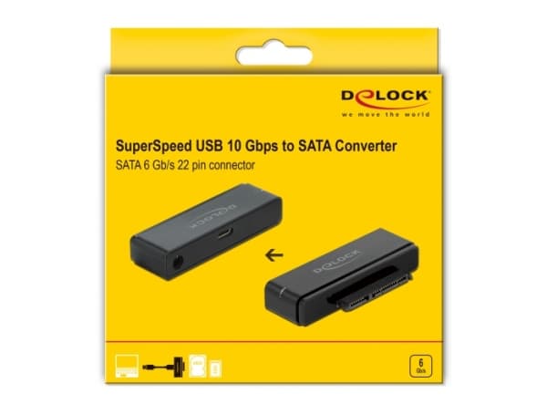 Delock - Grensesnittsadapter - 2.5", 3.5" - SATA 6Gb/s - USB 3.2 (Gen 2) - svart