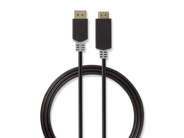 Nedis - Adapterkabel - DisplayPort hann til HDMI hann - 2 m - antrasitt - rund
