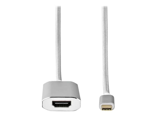 Nedis - Video/lydkabel - 24 pin USB-C hann til HDMI, 24 pin USB-C hunn - 2 m - sølv - formstøpt, 4K-støtte