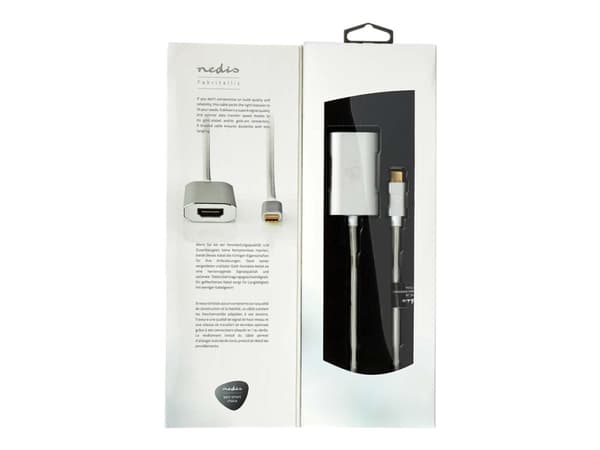 Nedis - Video/lydkabel - 24 pin USB-C hann til HDMI, 24 pin USB-C hunn - 2 m - sølv - formstøpt, 4K-støtte