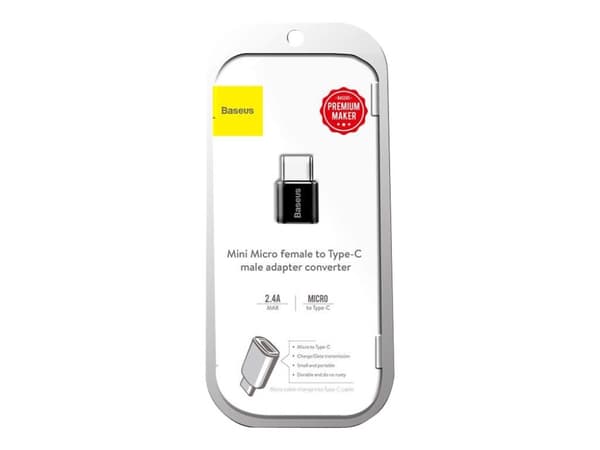 Baseus Mini - USB-adapter - Micro-USB type B (hunn) til USB-C (hann) - USB OTG - 2.4 A - svart