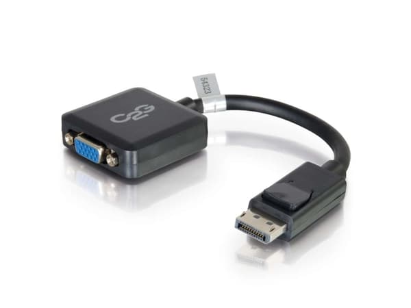 C2G 8in DisplayPort to VGA Adapter - DP to VGA Adapter Converter - Black - M/F - DisplayPort-kabel - DisplayPort (hann) til HD-15 (VGA) (hunn) - 20.3