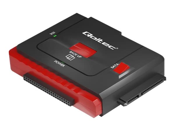 Qoltec - HDD / SSD-dokkestasjon - brønner: 2 - 2.5", 3.5" - SATA 6Gb/s - USB 3.0 - svart, rød