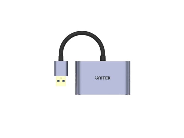 Unitek V1304A - Videokort - 4-stifts mini-USB typ A hane till HDMI, HD-15 (VGA) hona - 15 cm - rymdgrå - 1080p stöd 60 Hz