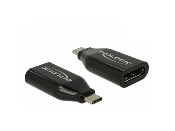 Delock - Videokort - 24 pin USB-C (hane) till DisplayPort (hona) - DisplayPort (alt-läge) - 4K60Hz (3840 x 2160) stöd - svart