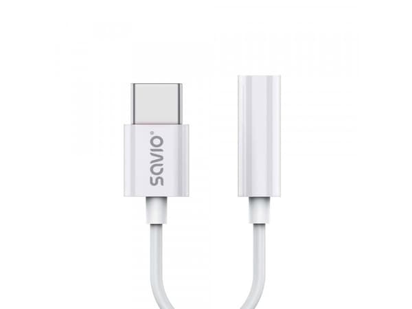 Savio AK-51, 3,5 mm, honkontakt, USB Type-C, hankontakt, 0,11 m, Vit