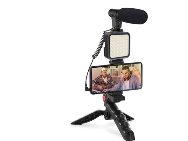 Platinet PLATINET VLOG 4-I-1-SETT-sett VLOG 4-I-1 LYSTELEFONHOLDER FOR MIKROFON PÅ STIV + 3 5 ANTALL TIL USB C-ADAPTER [45596]
