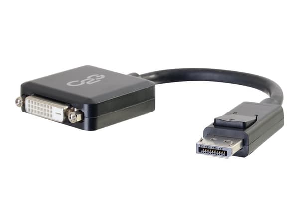 C2G 8in DisplayPort till DVI-D-adapter - DP till DVI D-adapter - Svart - M / F - Videoadapter - DisplayPort (han) till DVI-D (hun) - sortering