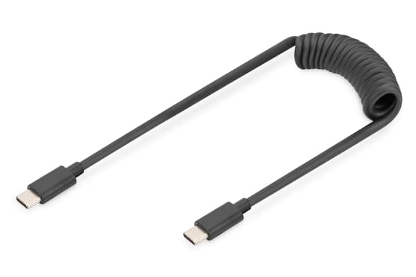 DIGITUS - USB-kaapeli - USB-C (han) til USB-C (han) - USB 2.0 - 20 V - 3 A - 1 m - USB Power Delivery (60W), spiraali - lajittelu - lajittelu