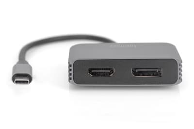 DIGITUS DA-70826 - USB / DisplayPort-adapter - 24 pin USB-C (hann) til DisplayPort, HDMI (hunn) - 20 cm - Power Delivery-støtte - romgrå