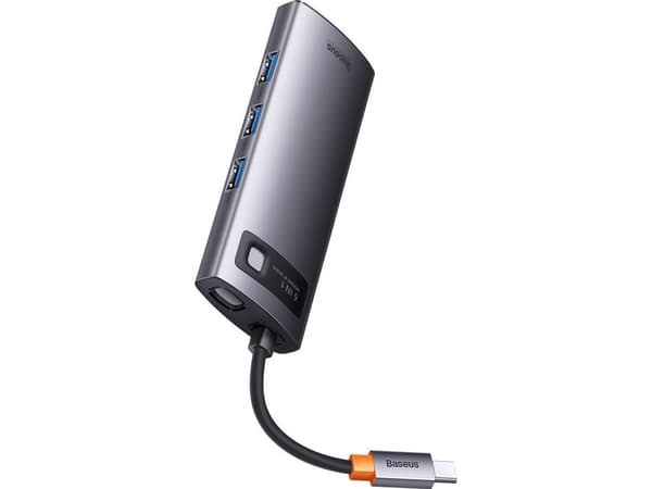 Hub 6w1 Baseus Metal Gleam Series, USB-C do 3x USB 3.0 + USB-C PD + microSD/SD
