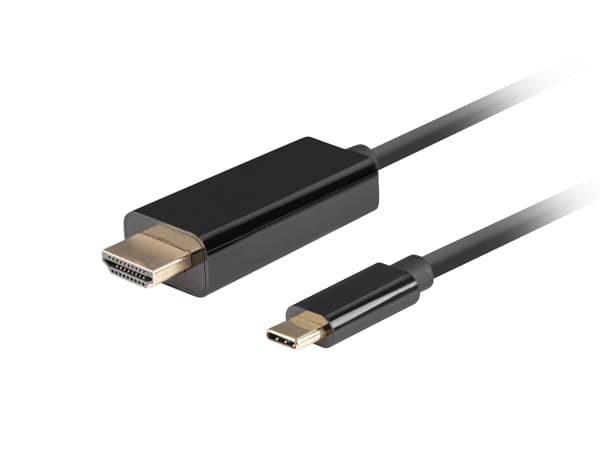 Lanberg - Premium hög hastighet - adapterkabel - 24 pin USB-C hane till HDMI hane - 50 cm - trippelskärmad - svart - 5K30Hz stöd, stöd för 1920 x 108