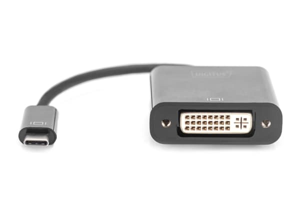 DIGITUS - Video adapter - 24 pin USB-C (hann) til DVI-I (hunn) - 10 cm - 1080p-støtte, aktiv, USB-strøm - svart