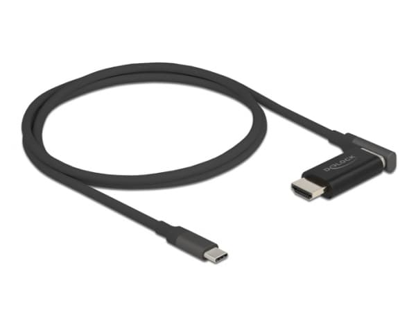 Delock - Adapterkabel - 24 pin USB-C hane till HDMI hane angled, detachable and magnetic - 1.2 m - svart - 4K60Hz (3840 x 2160) stöd