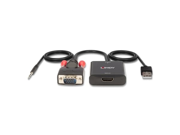 Lindy 38284, VGA (D-Sub) + 3.5mm, HDMI + USB, Hankoppling, Honkoppling, Rak, Rak