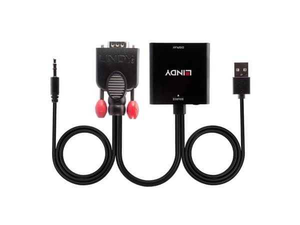 Lindy 38284, VGA (D-Sub) + 3.5mm, HDMI + USB, Hankoppling, Honkoppling, Rak, Rak