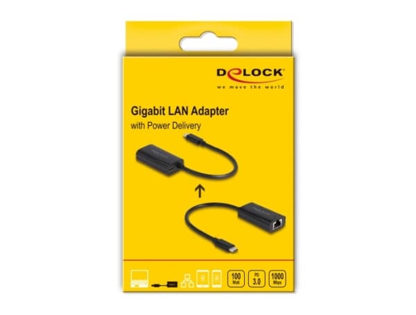 Delock - Nettverksadapter - Thunderbolt 3 - Gigabit Ethernet x 1 - svart