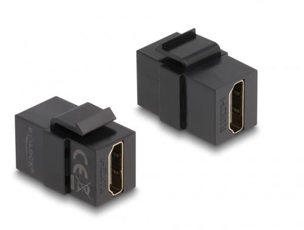 Delock Keystone module - HDMI-anslutning - HDMI hona till HDMI hona - svart - 4K 60 Hz (3840 x 2160) stöd (HDMI)