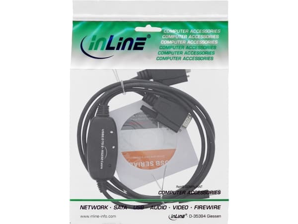 InLine 33305M, 9pin Sub D male, 2 x RS232 9 Pin Sub-D, 1,5 m, Svart