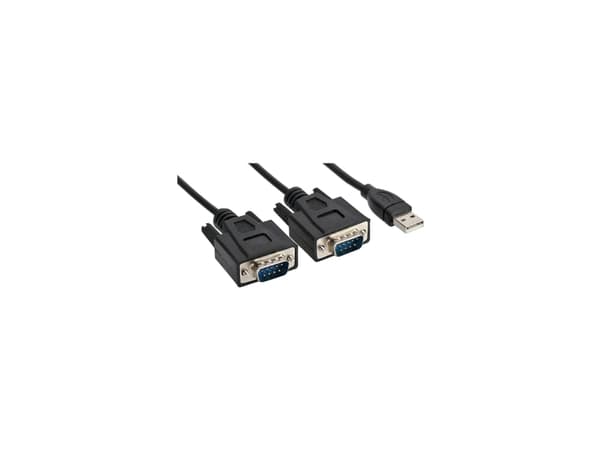 InLine 33305M, 9pin Sub D male, 2 x RS232 9 Pin Sub-D, 1,5 m, Svart