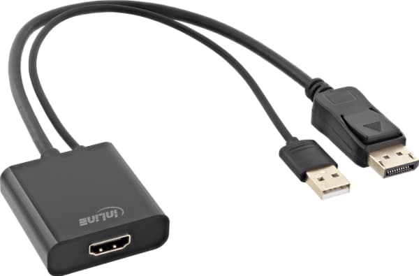 InLine 17169P, 0,3 m, HDMI Typ A (standard), DisplayPort, Honkoppling, Hankoppling, Rak