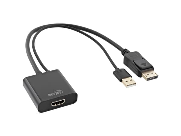 InLine 17169P, 0,3 m, HDMI Typ A (standard), DisplayPort, Honkoppling, Hankoppling, Rak