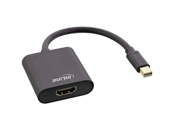 InLine 17193S, 0,15 m, Mini DisplayPort, HDMI, urosliitin, naarasliitin, suora liitin, suora