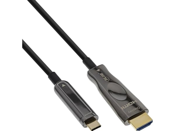 InLine 64215A, 15 m, USB Type-C, HDMI, Hanstik, Hanstik, Hanstik, Lige