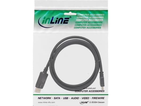 InLine 17180, 10 m, DisplayPort, HDMI, Hankjønn, Hankjønn, Rett