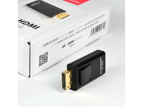 Axagon RVD-HI, DisplayPort, HDMI, Hankjønn, Hunkjønn, Rett, Rett
