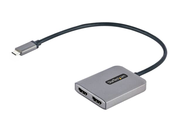 StarTech.com USB-C to Dual HDMI MST HUB, Dual HDMI 4K 60Hz, USB Type C Multi Monitor Adapter for Laptop w/ 1ft (30cm) cable, DP 1.4 Multi-Stream Tran Svart, Grå