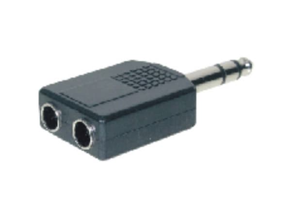 TRU COMPONENTS Jack-adapter Jackstik 6,3 mm - Jacktilslutning 6,3 mm Stereo Poltal:3 1 stk
