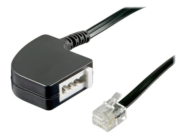 goobay - Telefonkabel - TAE-U (R) till RJ-11/RJ-14 (P) - 20 cm - platt - svart