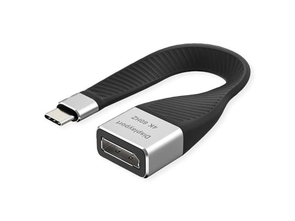 ROLINE 12033240, 0,13 m, USB Type-C, DisplayPort, Hankoppling, Honkoppling, Rak