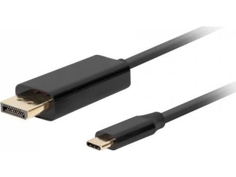 Lanberg - USB-/DisplayPort-adapter - 24 pin USB-C (hane) till DisplayPort (hane) - 1 m - stöd för 4K (3840 x 2160) - svart