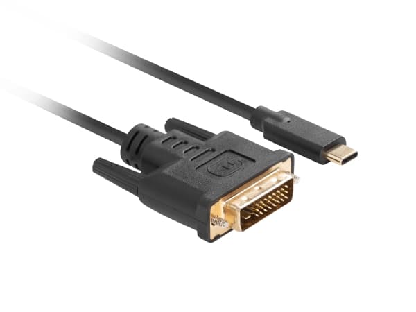 Lanberg - Adapterkabel - dobbeltlenke - 24 pin USB-C (hann) til DVI-D (hann) - USB 3.2 Gen 2 - 1.8 m - støtte for 4K 60 Hz (3840 x 2160) - svart