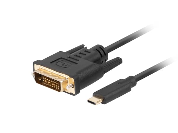 Lanberg - Adapterkabel - dobbeltlenke - 24 pin USB-C (hann) til DVI-D (hann) - USB 3.2 Gen 2 - 1.8 m - støtte for 4K 60 Hz (3840 x 2160) - svart