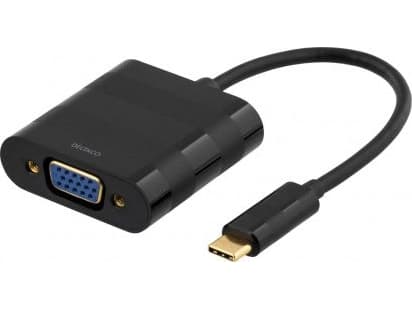 Deltaco USBC-1098, 0,1 m, USB Typ-C, VGA (D-Sub), Manlig kontakt, Kvinnlig kontakt, Guld