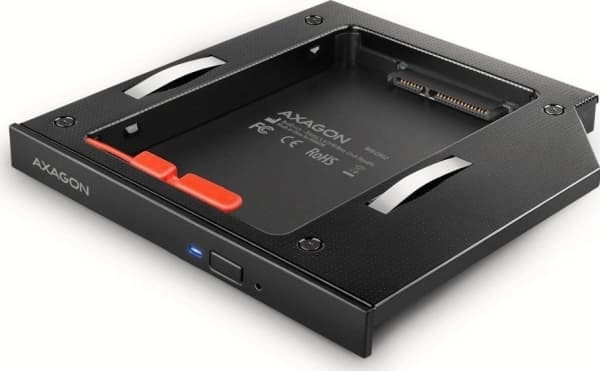 Axagon RSS-CD12 2.5 SSD/HDD caddy into DVD slot 12.7 mm LED ALU interface cards/adapter Internal SATA