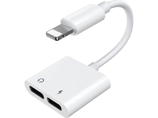 Joyroom Lightning hodetelefonsplitteradapter - 2x Lightning white (S-Y104)