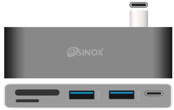 Sinox USB C Hub. Aluminium