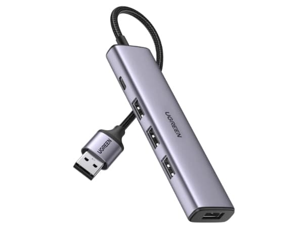 Ugreen 20805, USB 3.2 Gen 1 (3.1 Gen 1) Type-A, USB 3.2 Gen 1 (3.1 Gen 1) Type-A, 480 Mbit/s, Harmaa, Alumiini, Pyöreä kaapeli