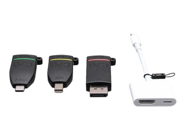 C2G Universal 4K HDMI Adapter Ring with Color Coded Mini DisplayPort, DisplayPort, USB-C, and Lightning - Videoadaptersats - svart - stöd för 4K