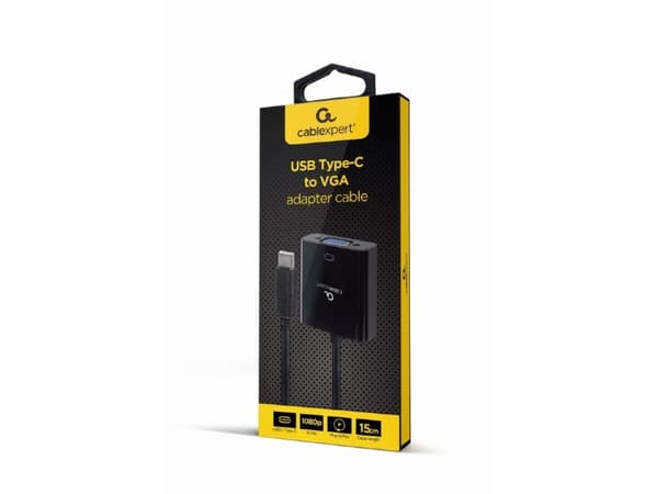Cablexpert - Video adapter - 24 pin USB-C (hann) til HD-15 (VGA) (hunn) - 15 cm - 1080p støtte 60 Hz - svart
