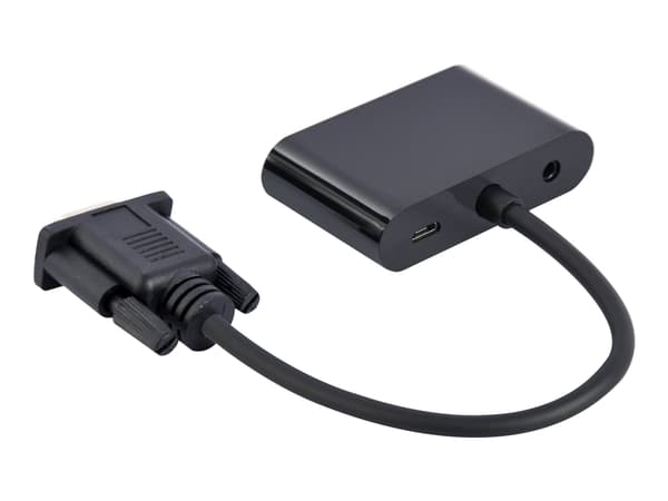 Cablexpert - Videokort - HD-15 (VGA) hane till HD-15 (VGA), HDMI, minijack, mikro-USB typ B hona - 15 cm - svart - stöd för 1080p, tumskruvar